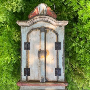 Hand-Painted Wood Catholic Oratory: Rustic Prayer Niche, Sacred Home Decor