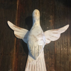 Holy Spirit of God 6" Wall Trinity Dove Statue - Wood 100% hand carved- Espíritu Santo. White Dove.