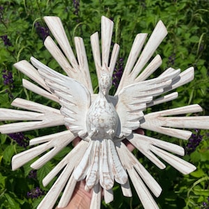 Handmade Wood Dove Statue: Holy Spirit Wall Decor 14” inches