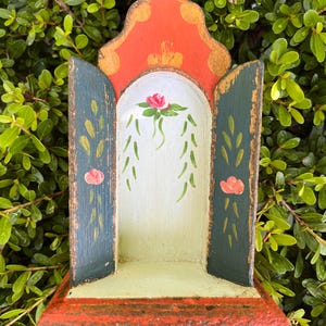 Oratorio católico de madera pintado a mano / Nicho de oración barroco, decoración para altar doméstico