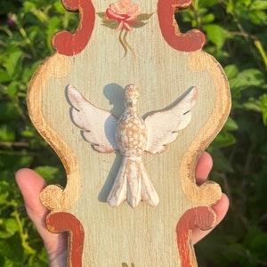 Holy Spirit of God 11” Wall trinity Dove statue - Wood 100% handmade