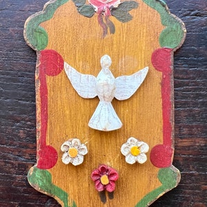 Handmade Holy Spirit Dove Wall Decor: Baroque Recycled Wood Trinity Statue