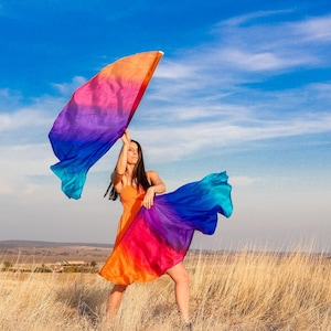 Worship silk flag poi with telescopic poles - poi spinning flag