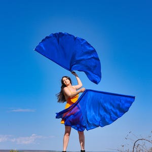Drapeau Poi - Drapeau demi-courroie en soie bleu pour Poi