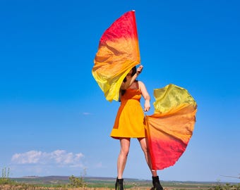 Silk Flag Poi: Vibrant Dance Performance Props (Pair)