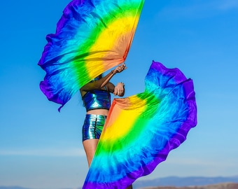Pair Silk Flag Poi half circle