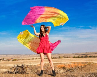 Silk Fan Poi: Belly Dance Veil - 1.5m
