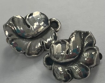 Sterling silver Georg Jensen leaf clip on earrings