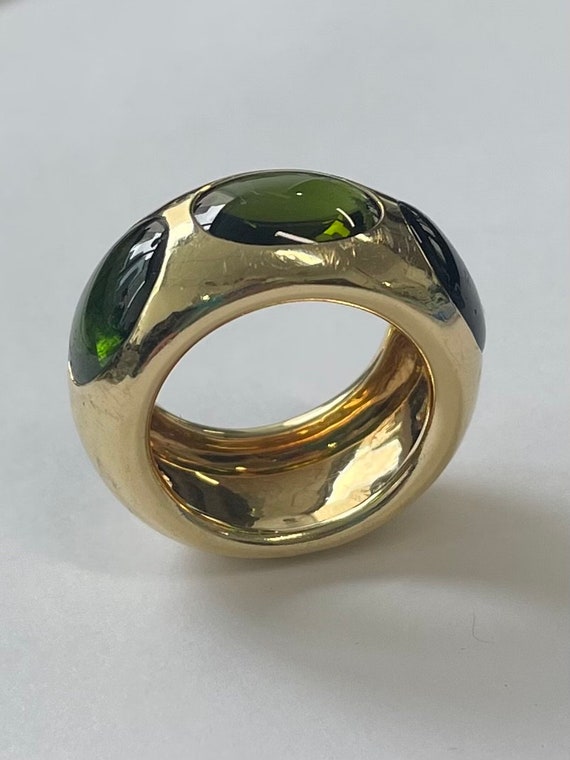 18K yellow gold Pomellato ring with three cabochon