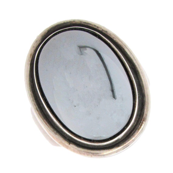 Sterling silver Georg Jensen oval hematite ring
