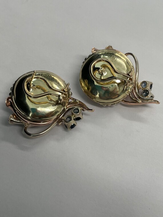 Angela Conty 14K mobe pearl earrings with sapphir… - image 4