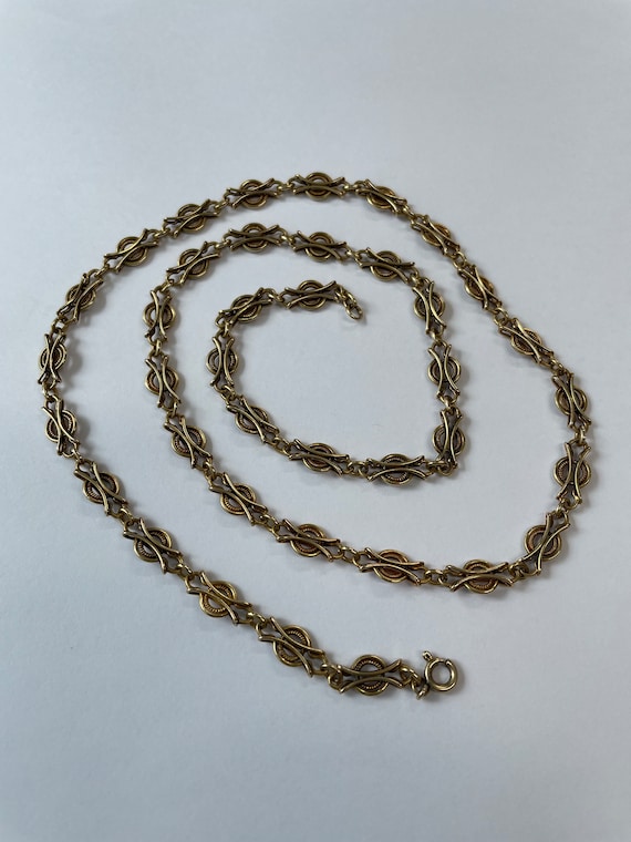 Antique 18K gold fancy link necklace