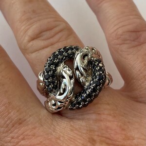 Sterling silver and 14K white gold ring by Charles Krypell with black sapphires image 5