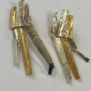 14K tri color gold drop earrings by Glenda Arentzen