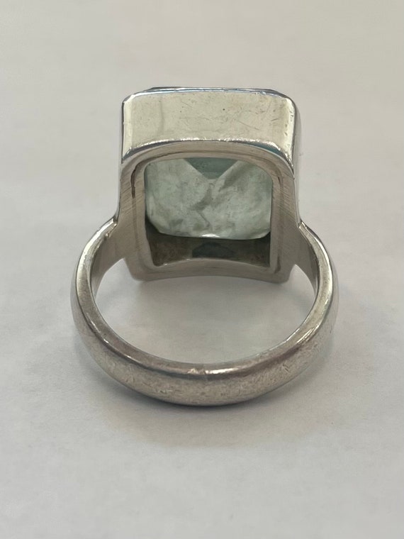 Sterling silver large rectangular aquamarine ring - image 3