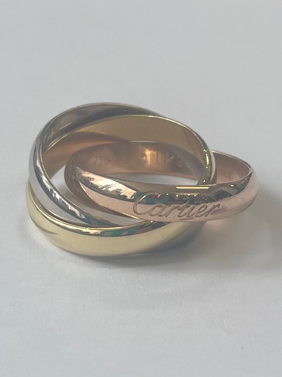 Cartier 18K Tri Color Three Band Rolling Ring - Etsy UK