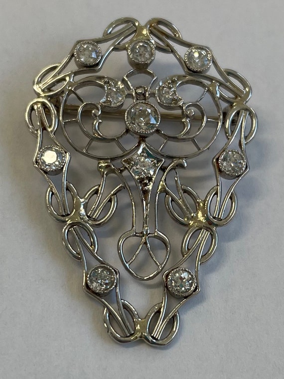 Platinum diamond Edwardian brooch/pendant - image 2