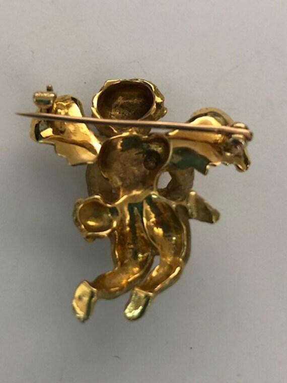 1980's 18K yellow gold "Angel" brooch - image 4