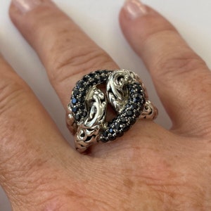 Sterling silver and 14K white gold ring by Charles Krypell with black sapphires image 6