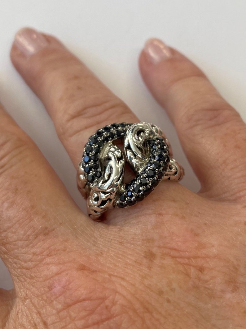 Sterling silver and 14K white gold ring by Charles Krypell with black sapphires image 6