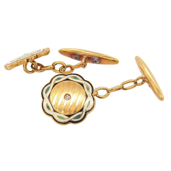 Antique 18K gold with enamel cufflinks - image 4