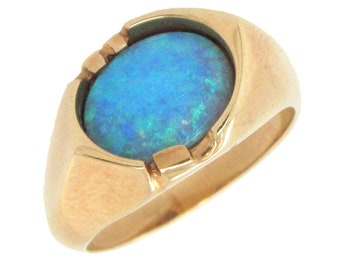 14K yellow gold ring with oval opal doublet