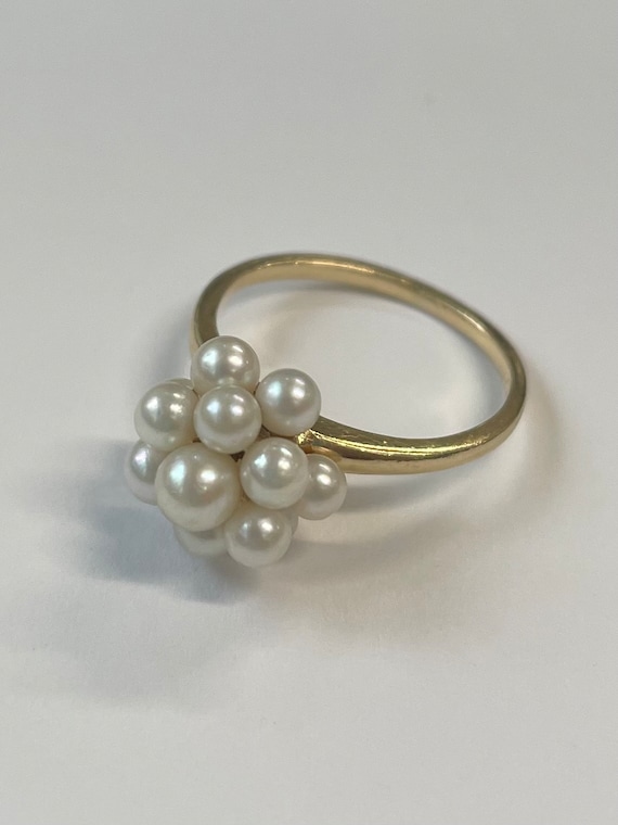 14K pearl cluster ring