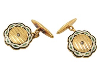 Antique 18K gold with enamel cufflinks