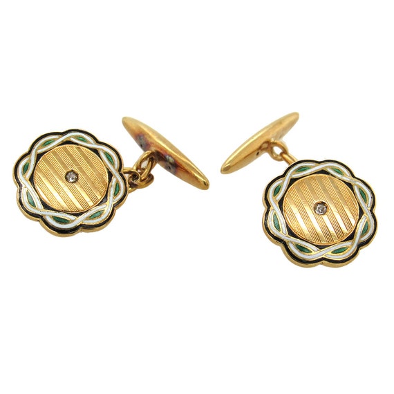 Antique 18K gold with enamel cufflinks - image 1