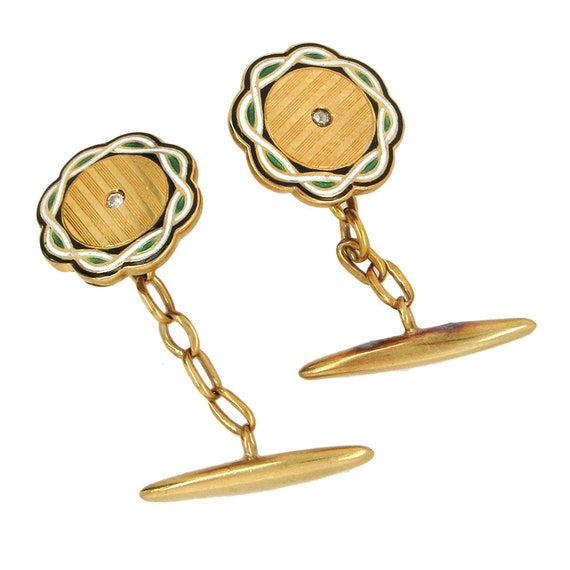 Antique 18K gold with enamel cufflinks - image 2