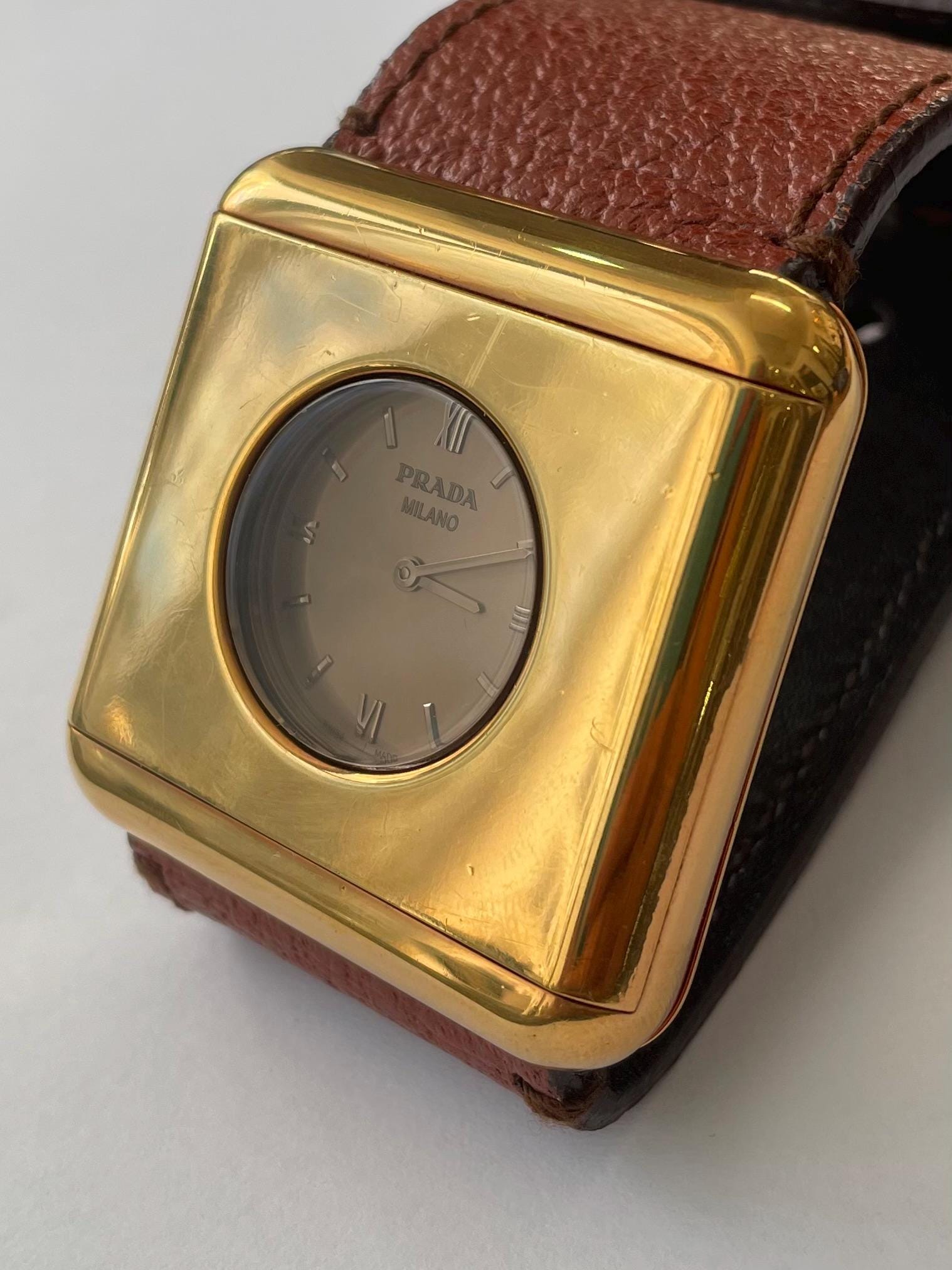 Gold Plated Large Square Prada Runway Wrist Watch - Etsy