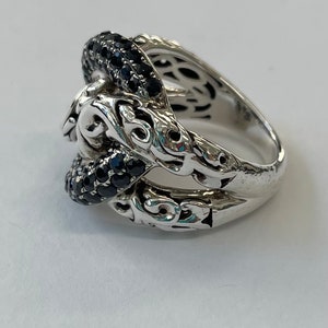 Sterling silver and 14K white gold ring by Charles Krypell with black sapphires image 2