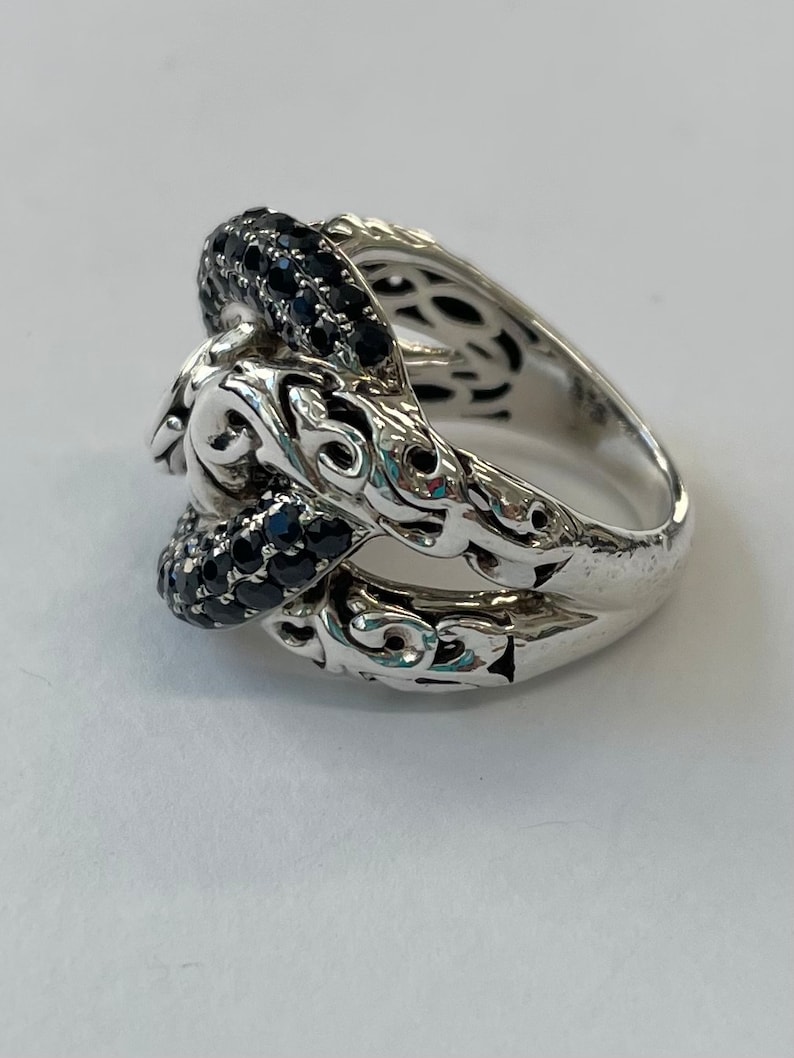 Sterling silver and 14K white gold ring by Charles Krypell with black sapphires image 2