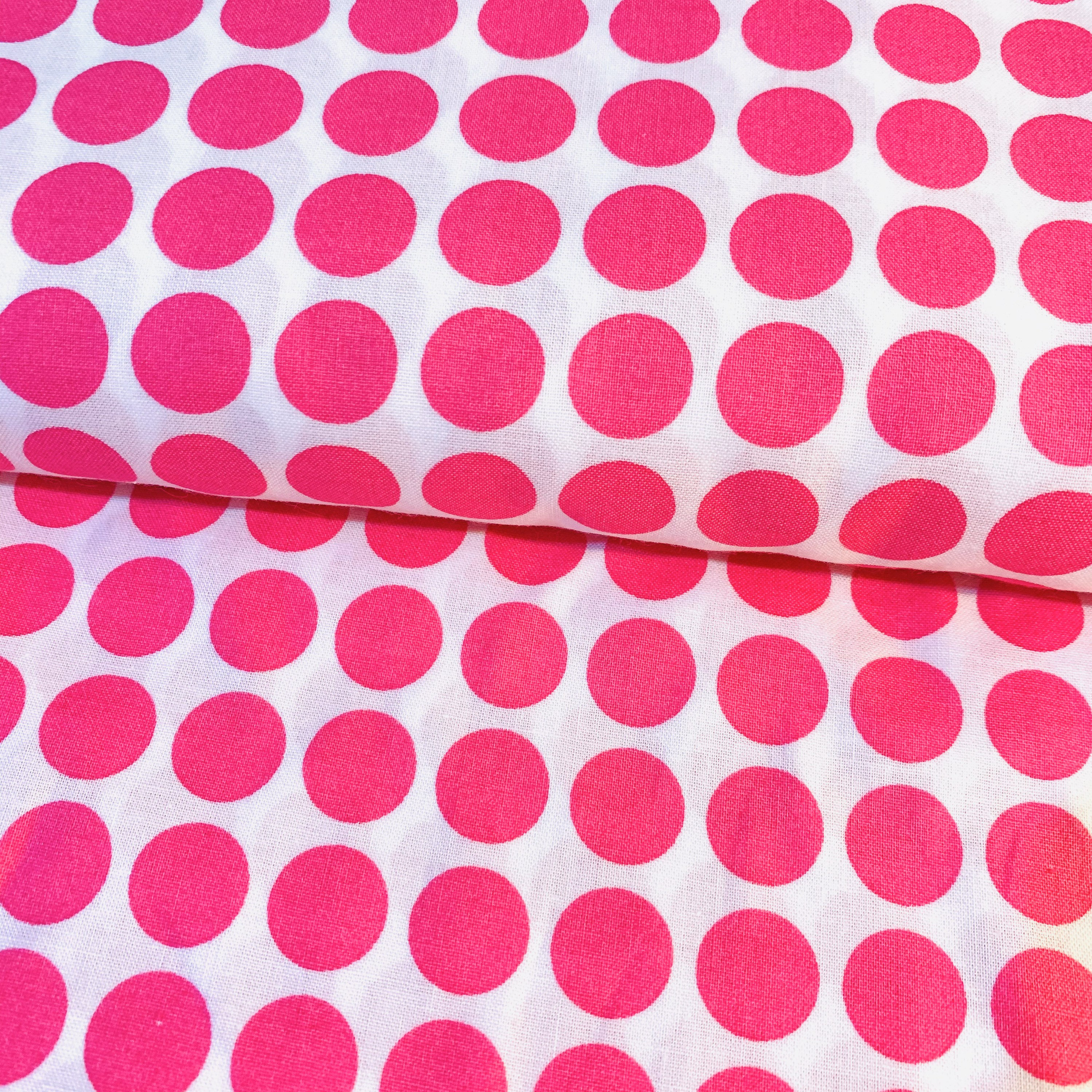 Hot Pink Polka Dot Fabric Pink Large Polka Dot Fabric Hot Etsy