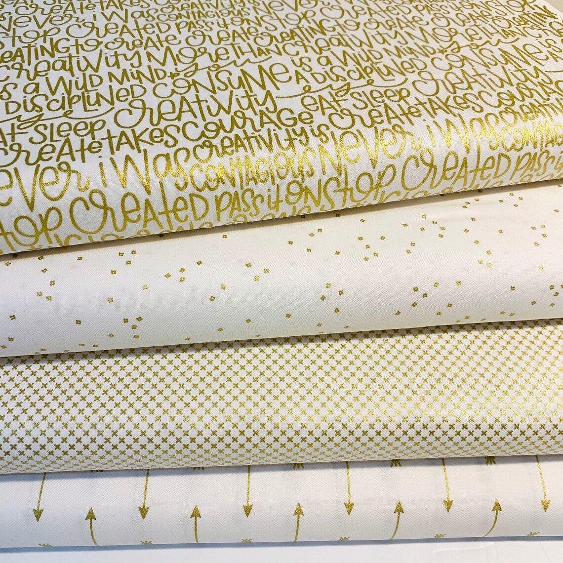 Gold Fabric Bundle Gold and White Fabric Bundle Metallic Etsy