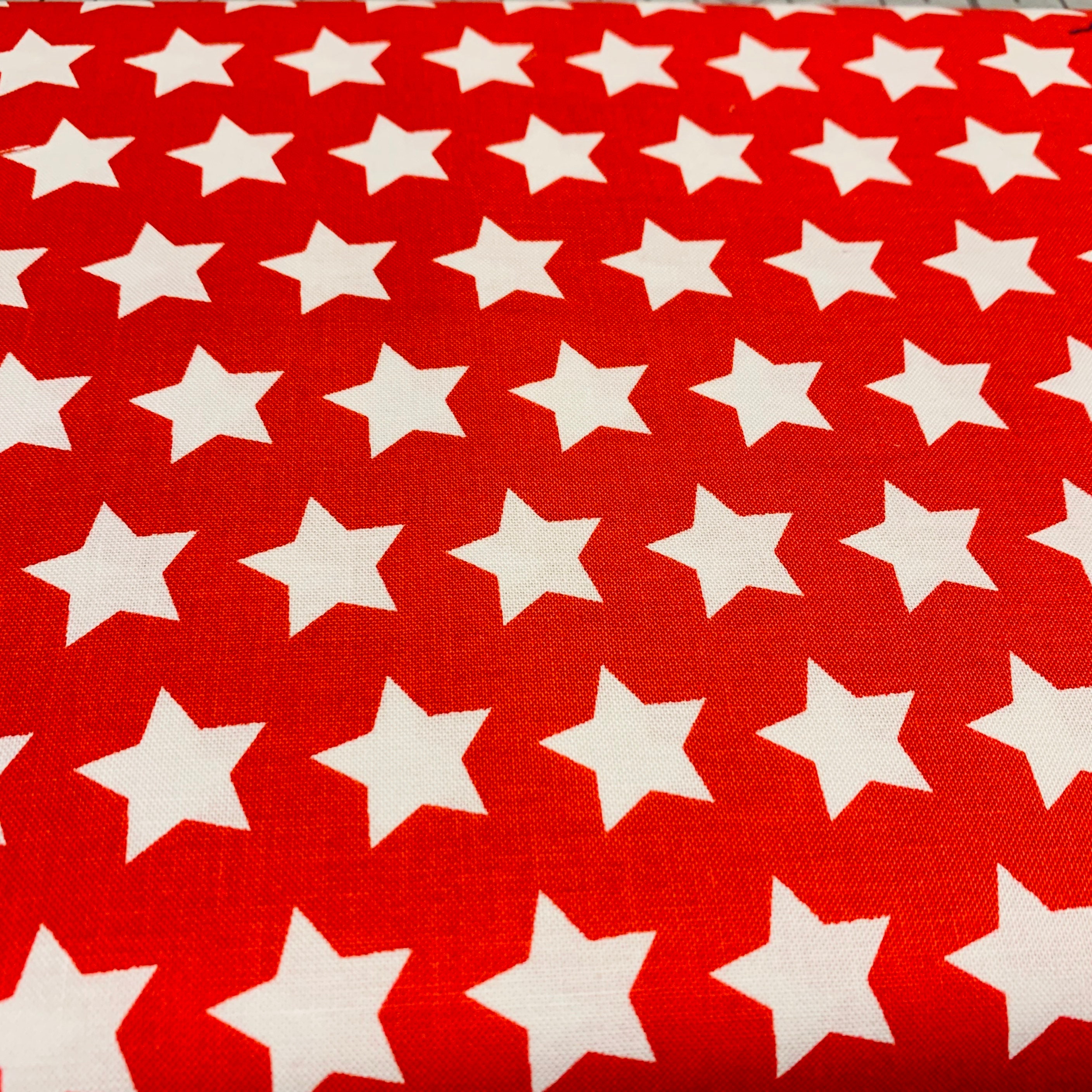 Red Stars Fabric Red Star Pattern Fabric Quilting Quality Etsy