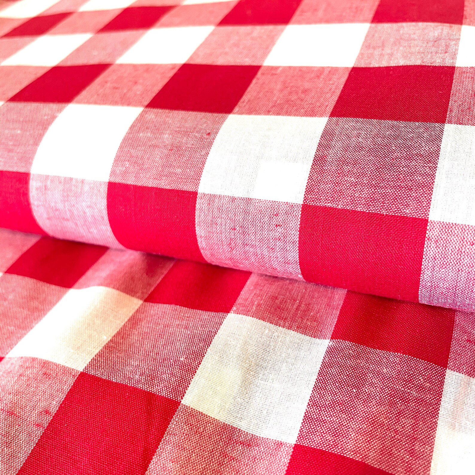 Red Gingham Fabric Red Picnic Fabric Red Buffalo Plaid Red Etsy