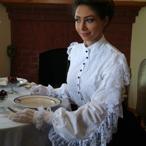 Victorian White Batiste Lacy Blouse