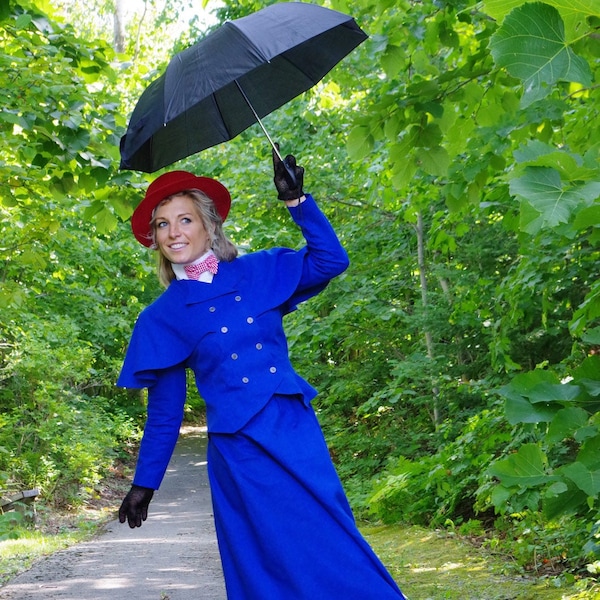 Adult Women's Victorian Nanny Mary Poppins Style Fancy Dress Costume Party Outfit main image 1