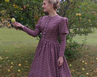 Jayne Print Prairie Cottage Core Pioneer Vintage Style Cotton Dress