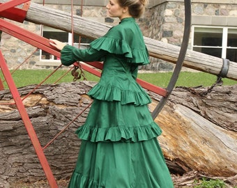 Victorian Dupioni Cape, Jacket, and Skirt Ensemble