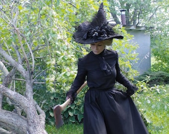 Ravenna Black Edwardian Witch Ensemble Dress