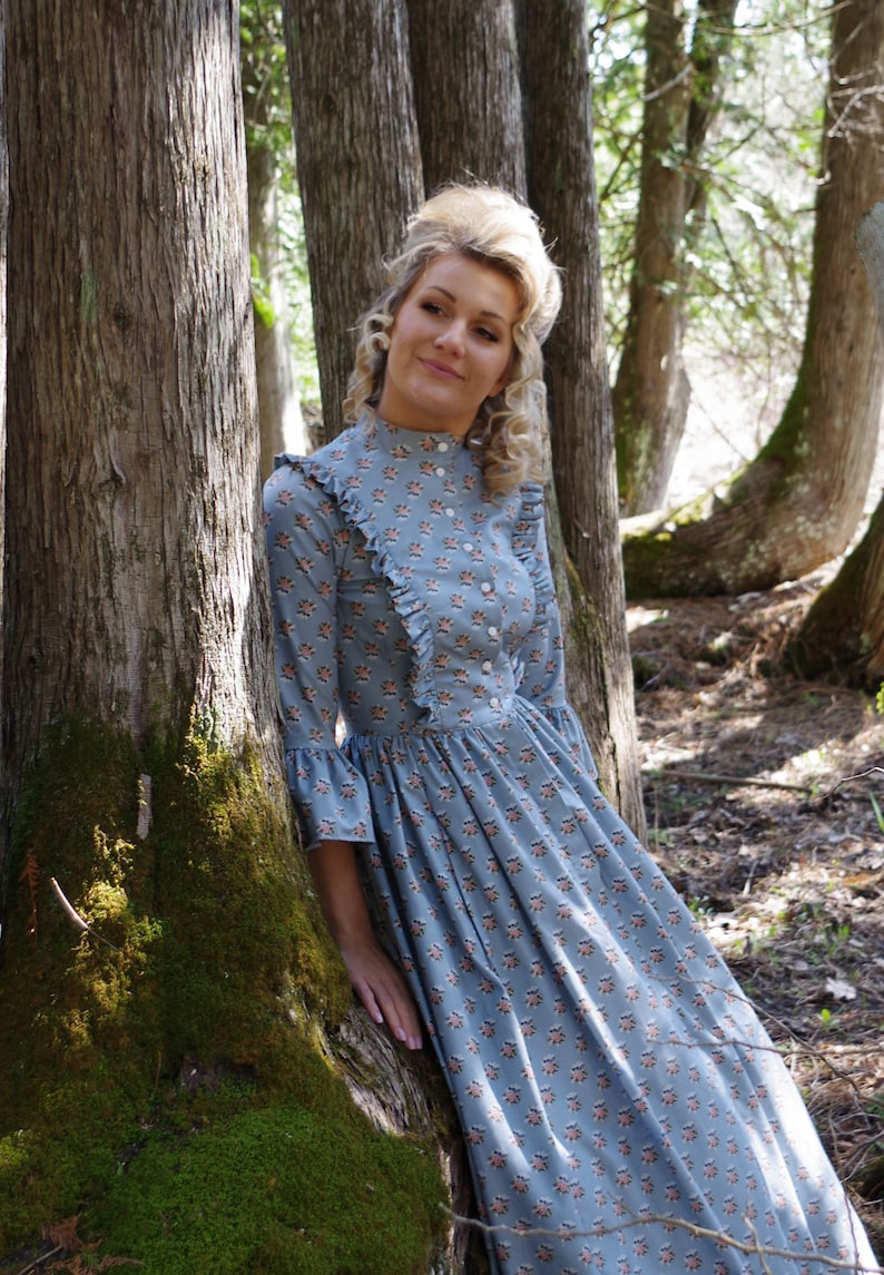 Victorian Dresses | Victorian Ballgowns | Victorian Clothing     Natasha Print Cotton Prairie Dress  AT vintagedancer.com