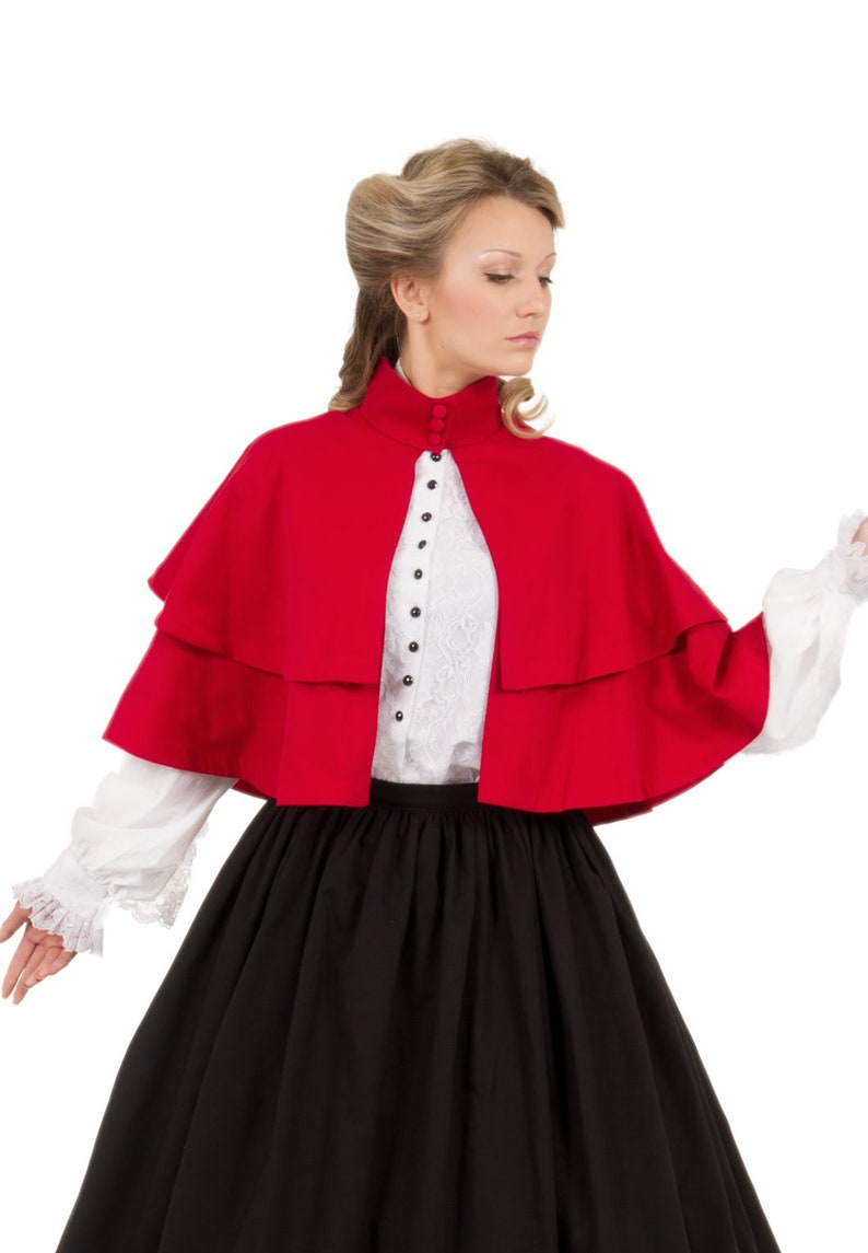 Victorian Capelet, Cape, Cloak, Shawl, Muff Double Tiered Cape $99.95 AT vintagedancer.com