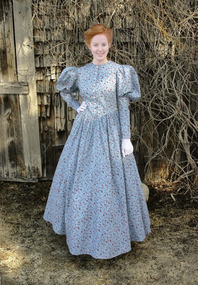 Edwardian Outfit Inspiration & Ideas 90395 Harper Victorian Style Prairie Dress 1890s 1900 $159.95 AT vintagedancer.com