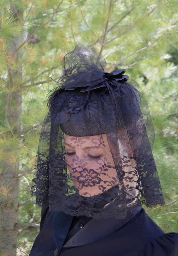 Black funeral dress with veil hotsell