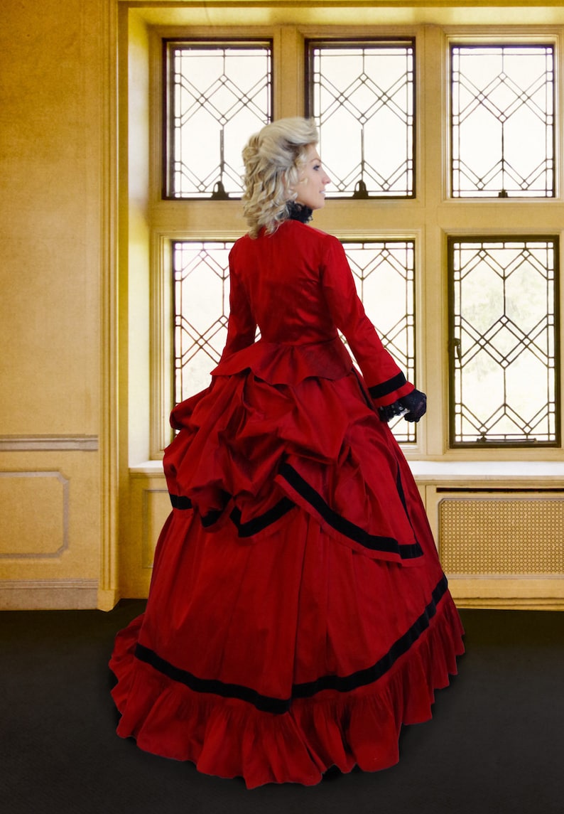 Victorian Dresses | Victorian Ballgowns | Victorian Clothing     Countess Veronika Victorian Silk Bustle Dress  AT vintagedancer.com