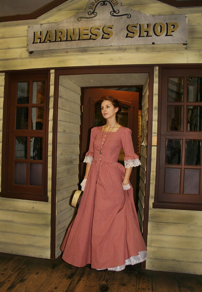 Victorian Dresses | Victorian Ballgowns | Victorian Clothing     Miss Kate Victorian Style Prairie Dress  AT vintagedancer.com