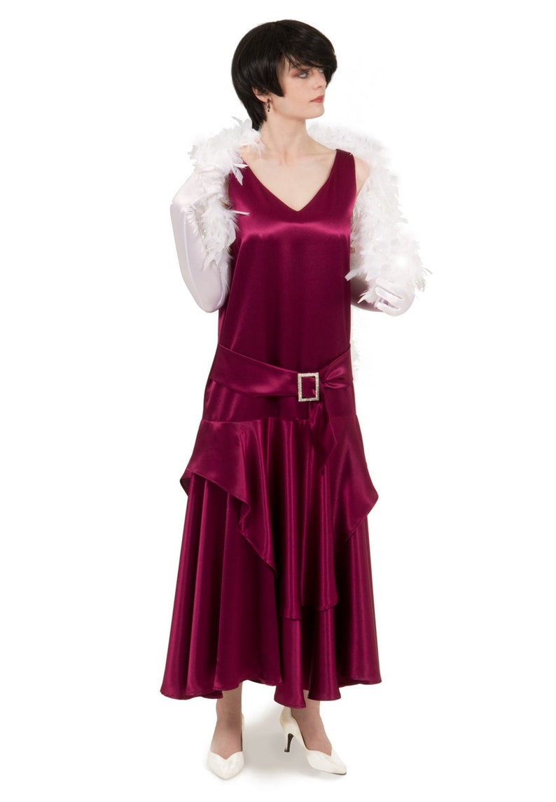 Downton Abbey Inspired Dresses Satin Flapper Dress $127.96 AT vintagedancer.com