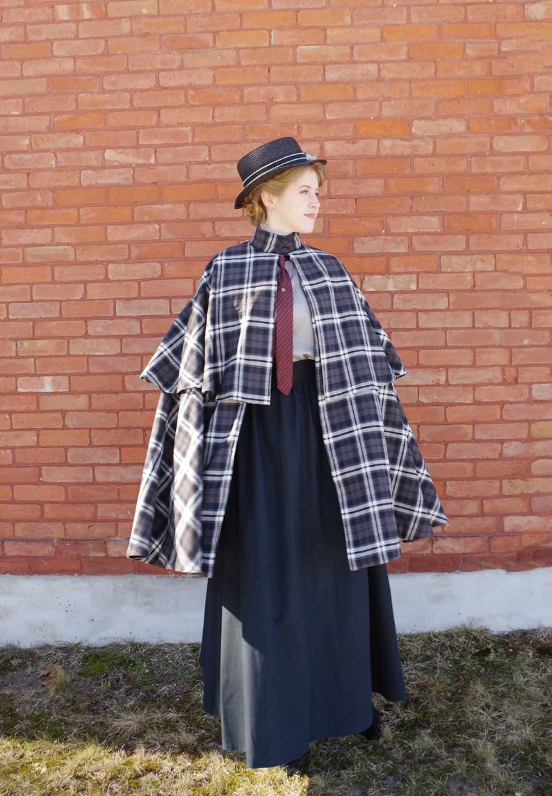 Steampunk Jacket | Steampunk Coat, Overcoat, Cape Fiona Plaid Two Tiered Cape $219.95 AT vintagedancer.com